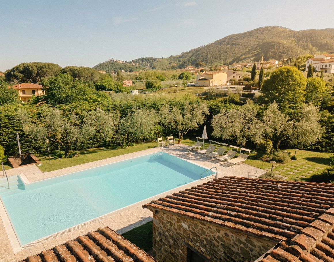 Pool och villa på Casa Oliveta